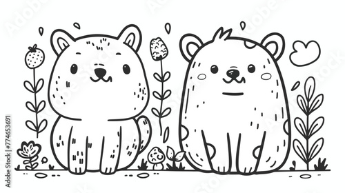 Cute Coloring Page for Kids. Line Art Vector Element.