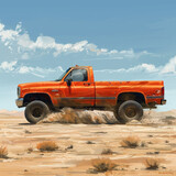 Quick Drive: Orange Pickup Truck Adventure