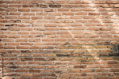 Detail of a brown brick wall texture and background with copy space