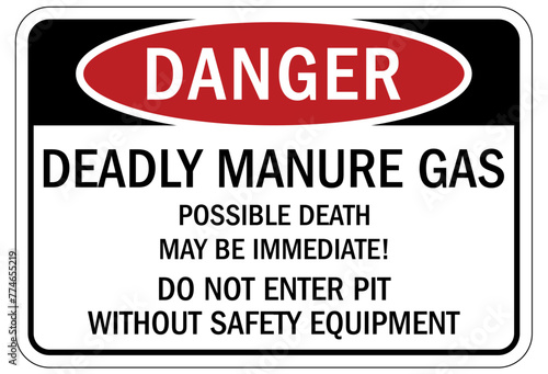 Farm safety sign deadly manure gas