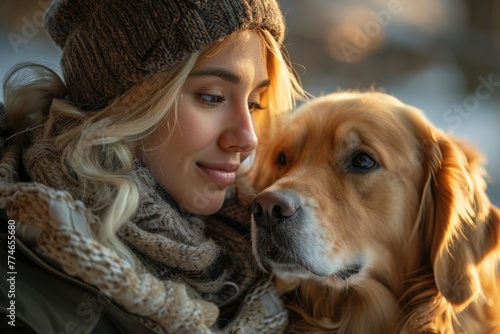 Golden retriever enjoying a sunny day, pet care and outdoor companionship concept