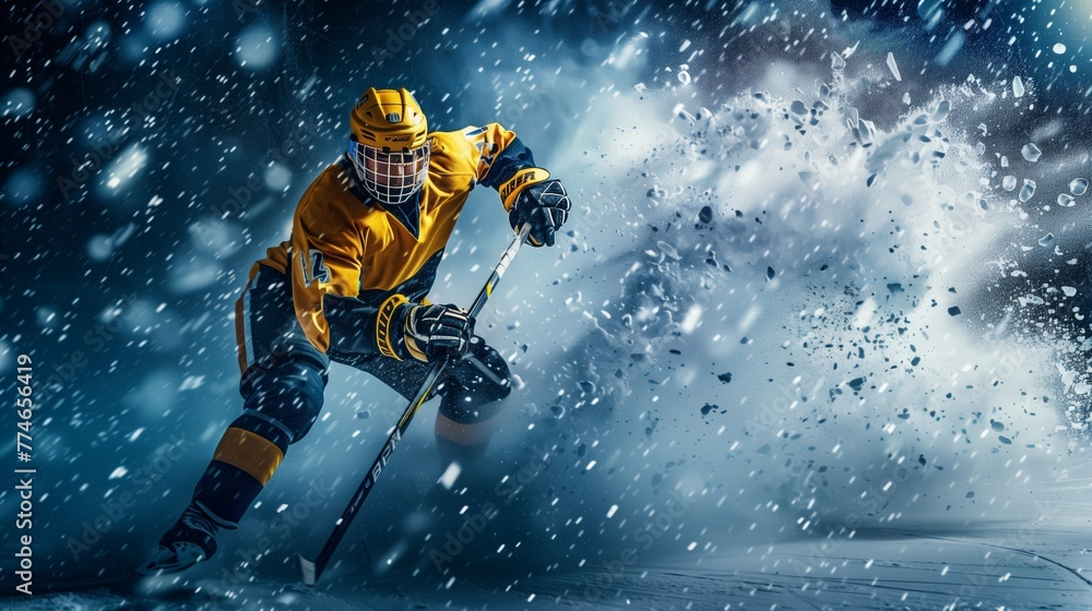 Dynamic Ice Hockey Puck Chase in Game Dynamic Ice Hockey Puck Chase in Game