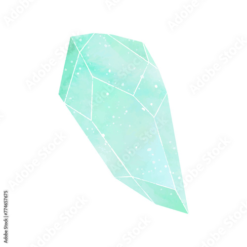 vector watercolor crystal on white background