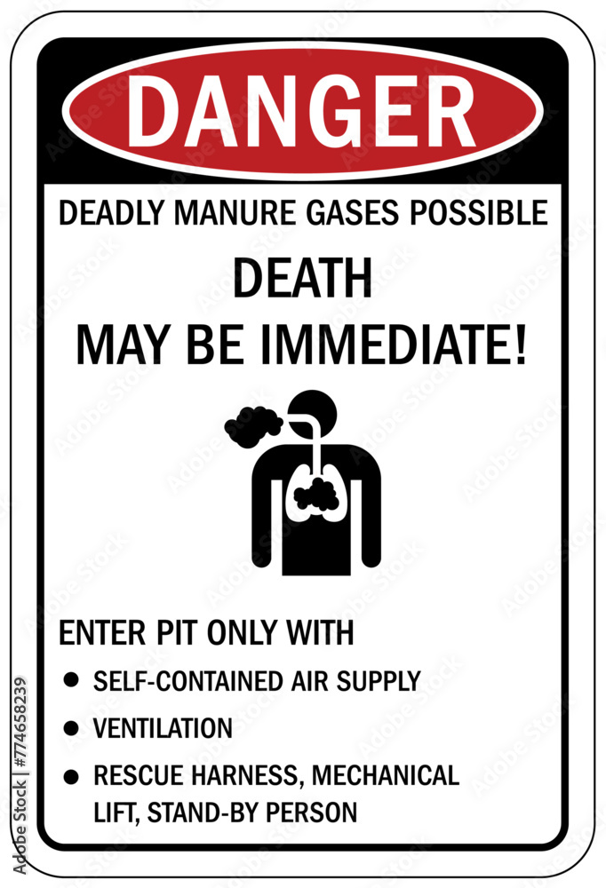 Farm safety sign deadly manure gases
