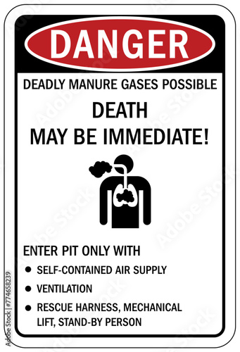 Farm safety sign deadly manure gases