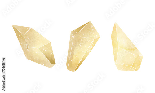 Vector watercolor crystal collection on white background