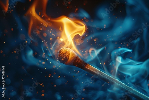 Photorealistic closeup of a match igniting, setting a random thing ablaze, detailed fire ,ultra HD,clean sharp focus