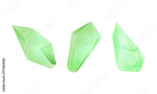 Vector watercolor crystal collection on white background