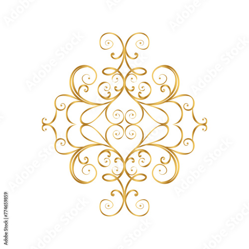 Golden baroque flourish elements vector