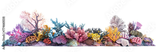 Set of coral reefs cut out isolated on white background. 