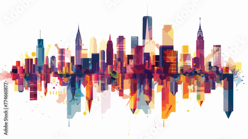 Vector illustration of beautiful polygonal cityscape