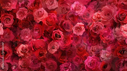 AIEnhanced Rose Backgrounds in Dynamic Reds Pinks and Colorful Splendor  Generative ai  