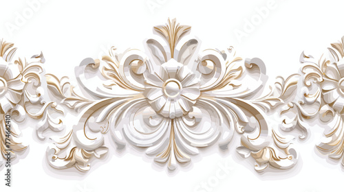 White ornament with gold patina on a white background.