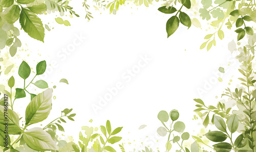 Wallpaper Mural Green leaves as a frame with empty white background space for text, Generative AI Torontodigital.ca