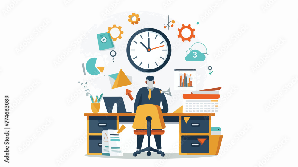 Work time management concept quick response flat style