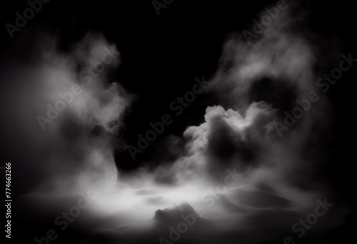 Monochromatic cloud formation on a black backdrop