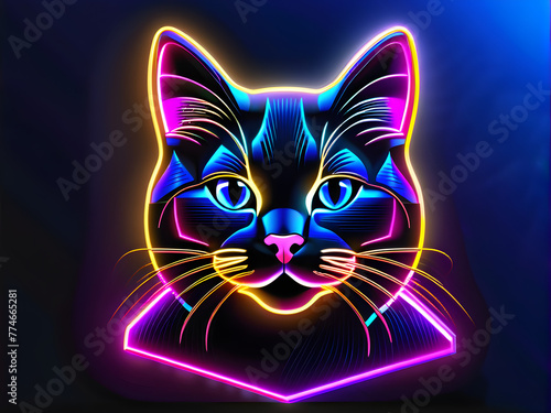 Neon Cat: Radiant Representation of Feline Grace and Elegance(Generative AI)