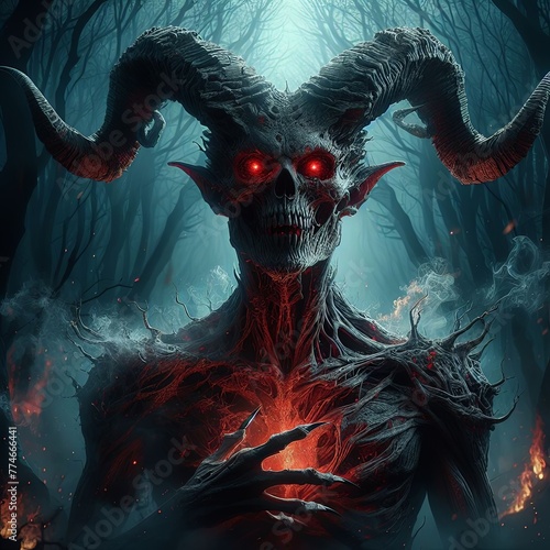 Evil demon in hell photo