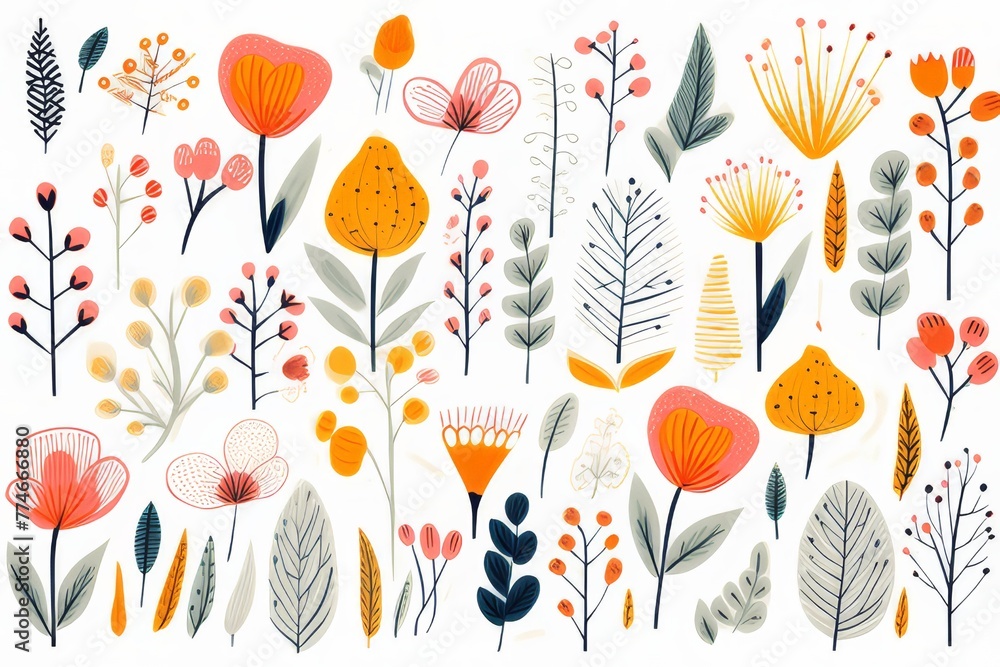 doodle flower elements doodle flower elements
