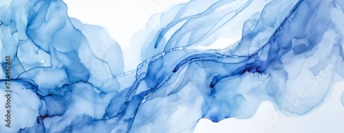 Panel kuchenny z motywem Horizontal alcohol ink art in light blue on white