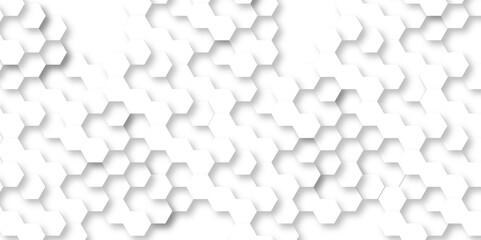 Papier peint photo  Background with hexagons . Abstract background with lines . white texture background . hexagon abstract background. Surface polygon pattern with glowing hexagon paper texture and futuristic business.  © armans