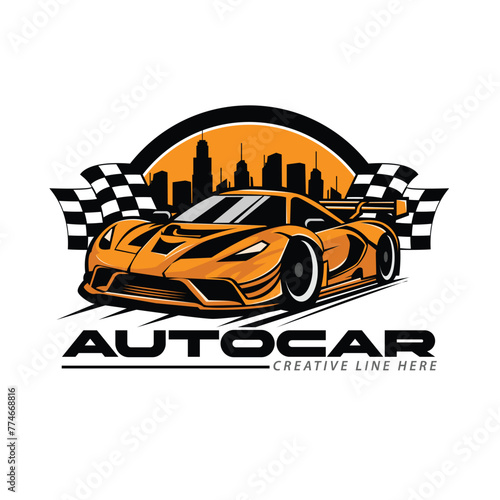speed car with finish flag