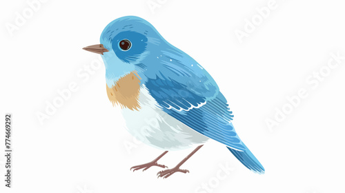 Blue bird flat vector isolated on white background