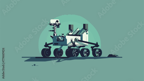 Blue Mars rover icon isolated on green background. Sp
