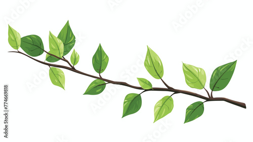 Branch with leafs icon flat vector isolated on white