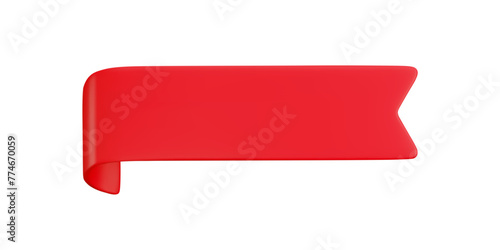 Vector Realistic 3d Red Ribbon on isolated on white background. Vintage design element, decorative straight sticker. Cartoon 3d ribbon tag for sale banner, price tag, advert, game, app, label.