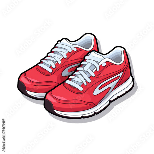 Sticker of a pair of running shoes, symbolizing action and health on a transparent background