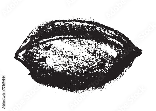 Vector hand-drawn illustration almonds. Black charcoal drawing of almond nut for marzipan paste label design or almond butter packaging. Botanical sketch for ketogenic diet banner.