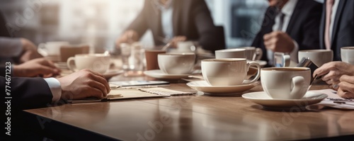Coffee cups during a business meeting photo