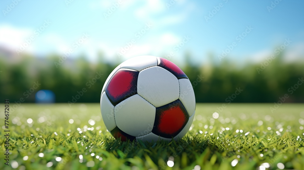 Fototapeta premium Soccer ball on grass : Sport. AI Generative.