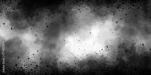 Abstract background texture in black and white. Black dreamy atmosphere, dramatic smoke, galaxy space dirty dusty burnt rough. Black cloudscape atmosphere with smoke vapes mist.