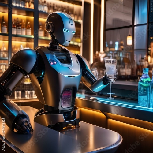A robotic bartender serving drinks at a high-tech bar3