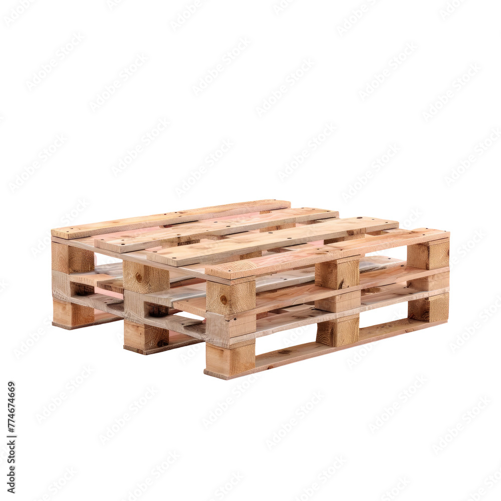 Wooden pallet close-up on Transparent Background Wooden pallet close-up on Transparent Background