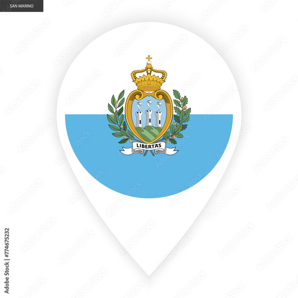 San Marino marker flag icon isolated on white background. San Marino marker flag icon isolated on white background.