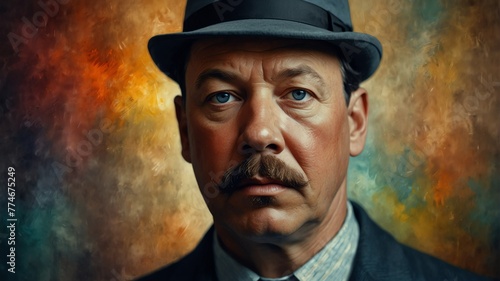 arthur conan doyle abstract portrait oil pallet knife paint painting on canvas large brush strokes art watercolor illustration colorful background from Generative AI photo