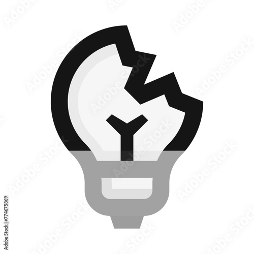 Broken Lamp Lightbulb Flat Icon