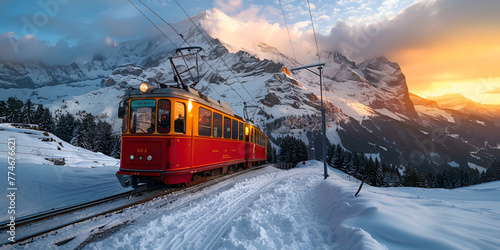 cable train in grindelwald. generative ai  photo