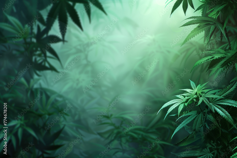 cannabis leaf slide background. Created with Generative AI technology. - obrazy, fototapety, plakaty 