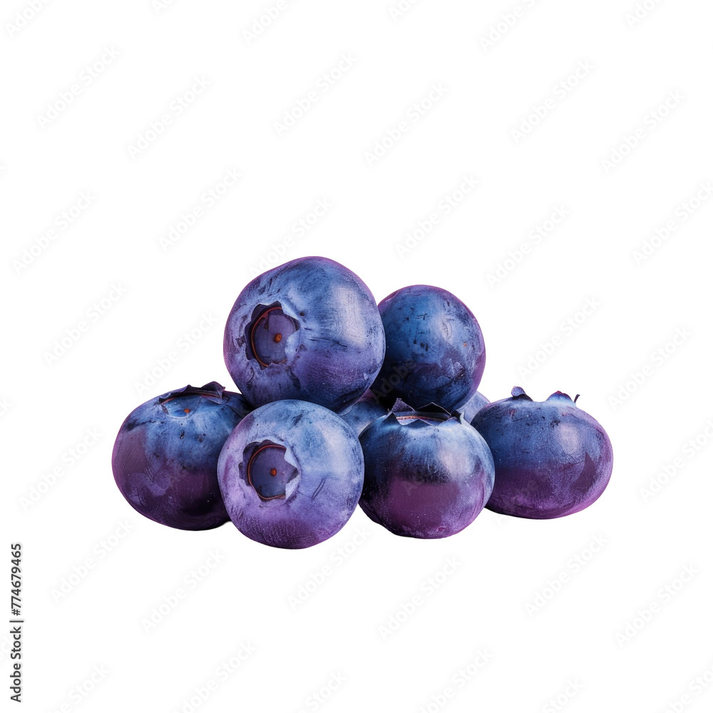 A pile of blueberries on a Transparent Background