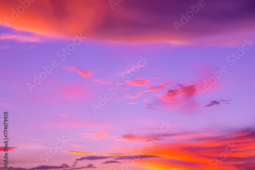 Abstract and pattern of cloud sky, Velvet violet, Velvet Purple, Trend color of the year background, Pattern of colorful cloud and sky sunset or sunrise: Dramatic sunset in twilight