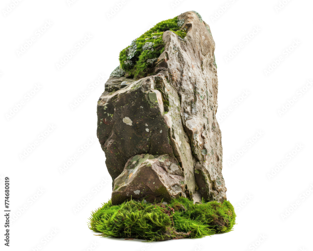 Detailed Rock Stone with Moss, png file of isolated cutout object on transparent background Detailed Rock Stone with Moss, png file of isolated cutout object on transparent background