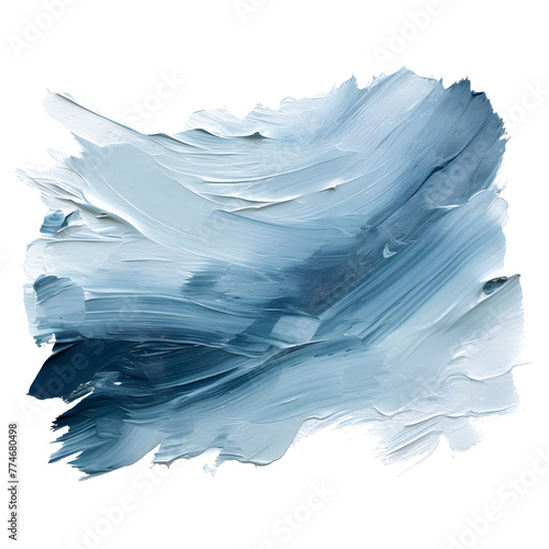 Abstract Oil Painting Smudged Blue Gray Strokes Textured Brush Isolated on white and transparent background