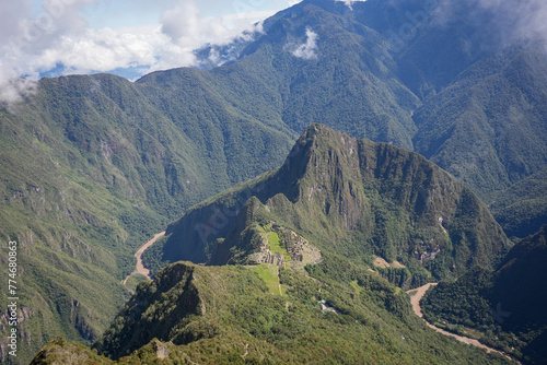 Mystical Panoramic View above Machu Picchu - Mountain Sanctuary and Iconic Landmark