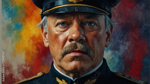 otto von bismarck abstract portrait oil pallet knife paint painting on canvas large brush strokes art watercolor illustration colorful background from Generative AI photo