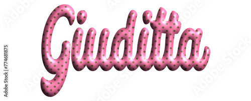 Giuditta - pink color with dots, fabric style -name - three-dimensional effect tubular writing - Vector graphics - Word for greetings, banners, card, prints, cricut, silhouette, sublimation