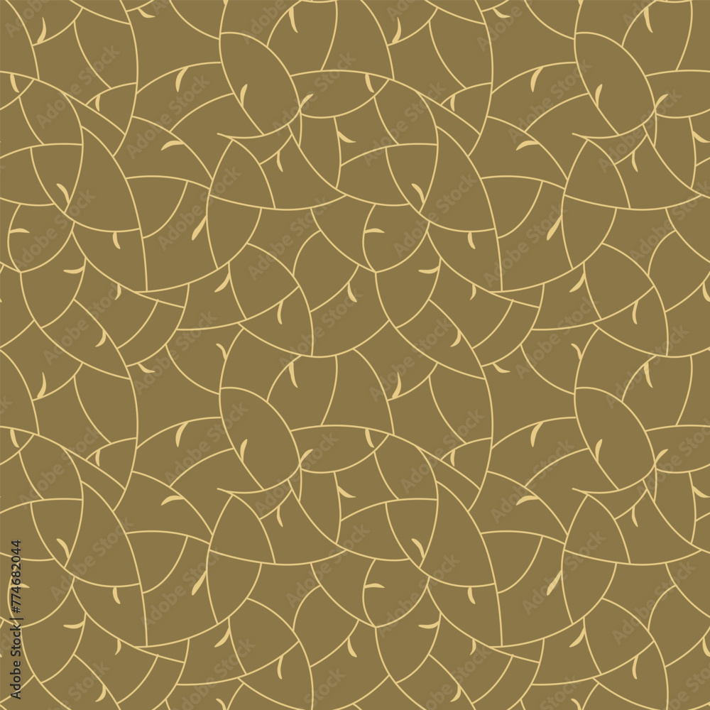 Japanese Curl Leaf Line Vector Seamless Pattern Japanese Curl Leaf Line Vector Seamless Pattern